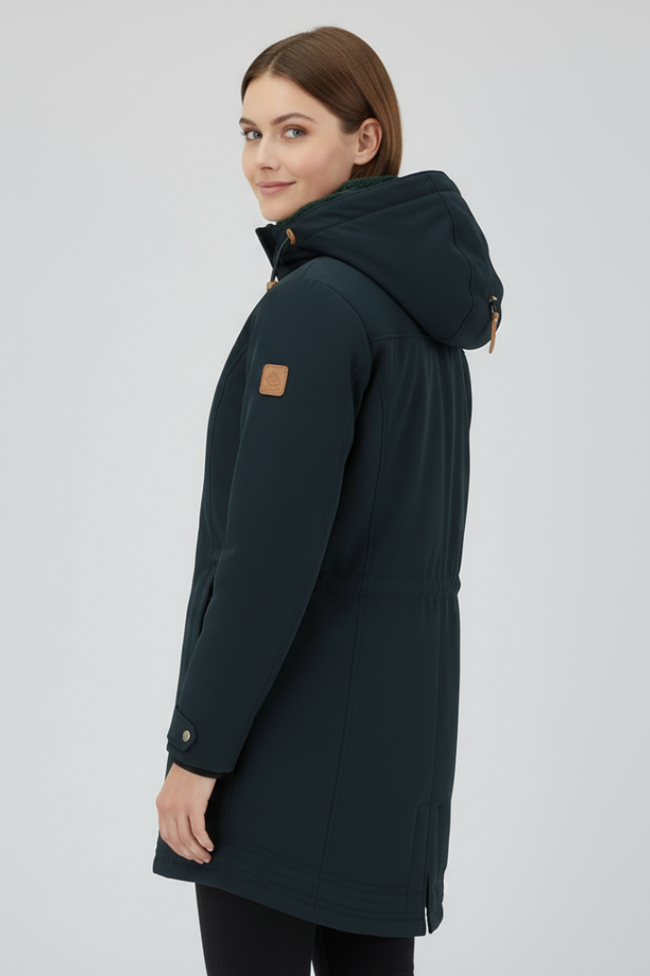 Women Parka Jacket with Hood and Zipper
