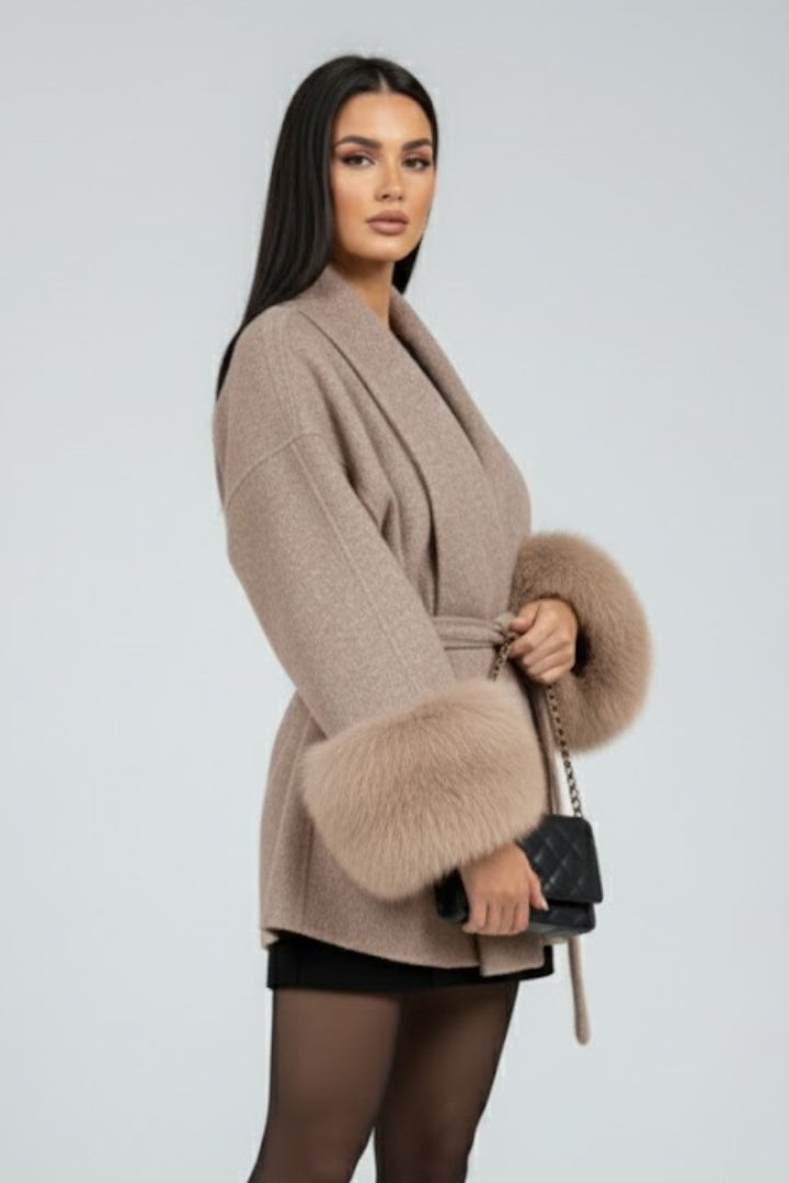 Women’s Belted Full Length Coat with Waist Tie