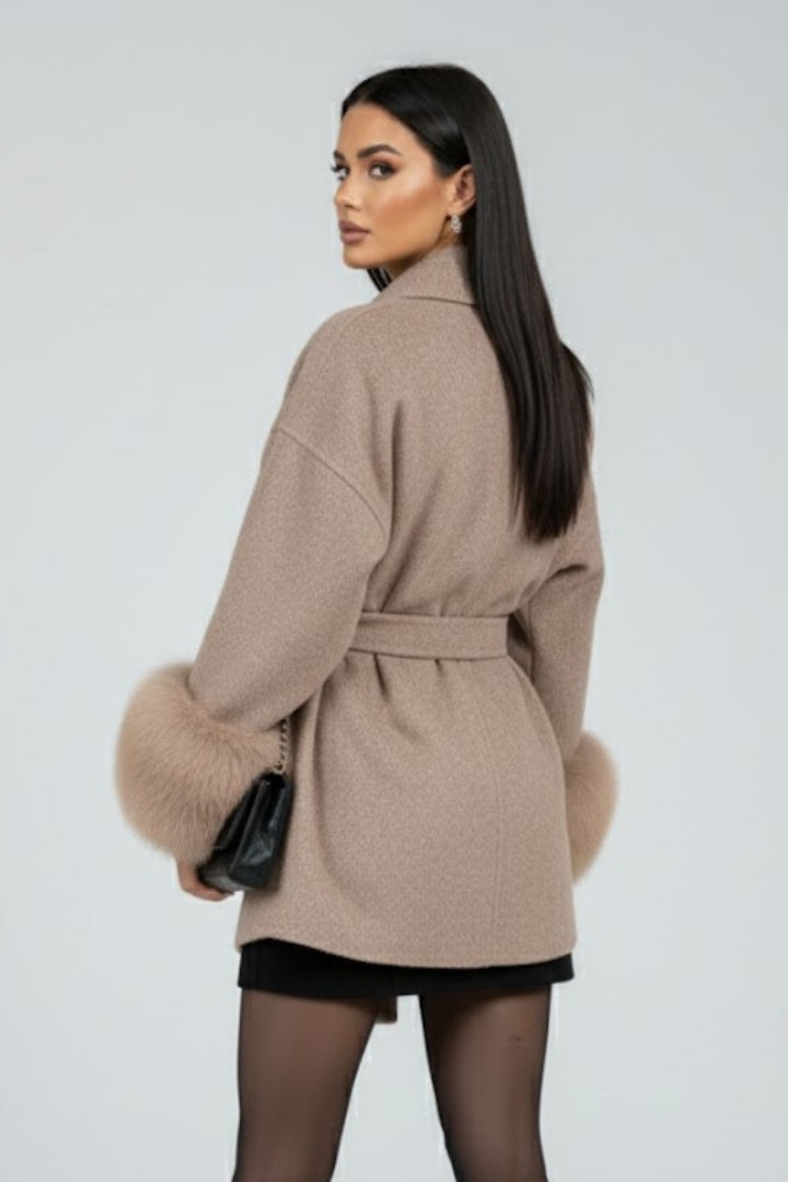 Women’s Belted Full Length Coat with Waist Tie