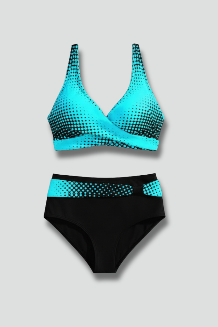 Women’s Bikini Set with Cross Front Top and High Waist