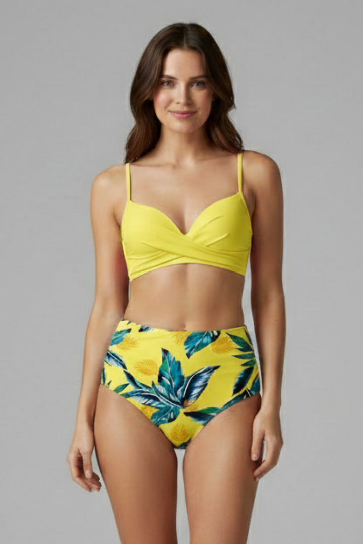 Women’s Bikini Set with Twist Top and High Waist