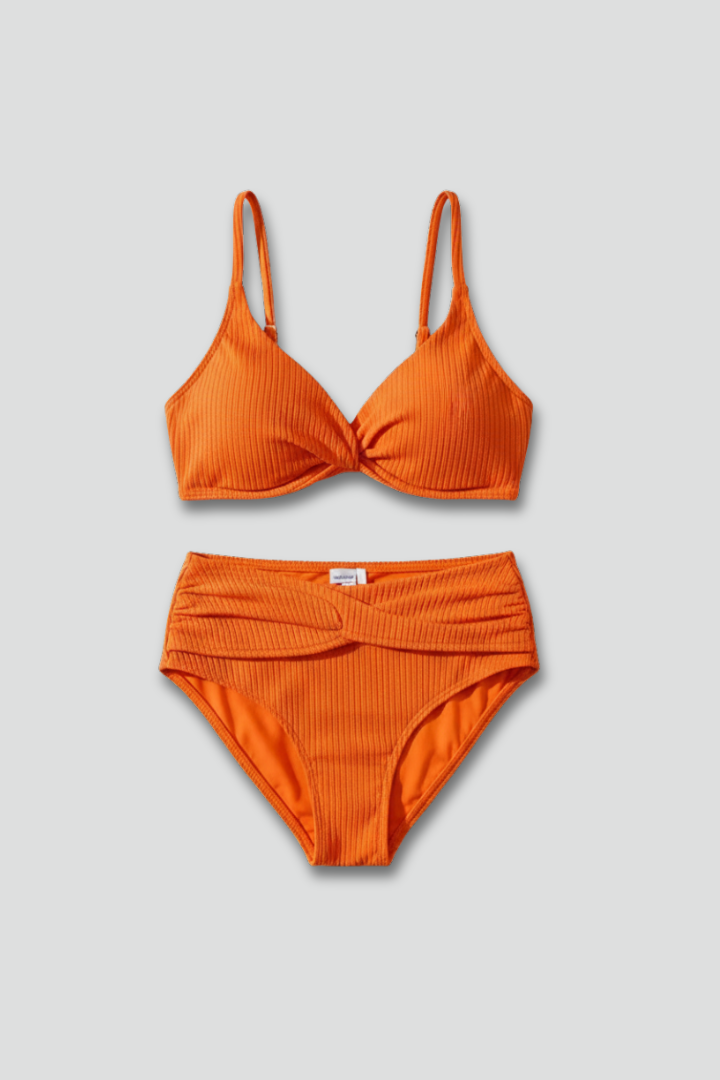 Women’s Bikini Set with Twist Top and High Waist