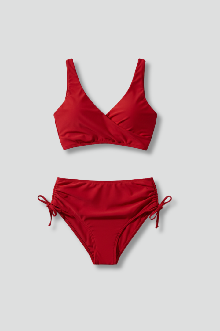 Women’s Bikini Set with Wrap Top and High Waist