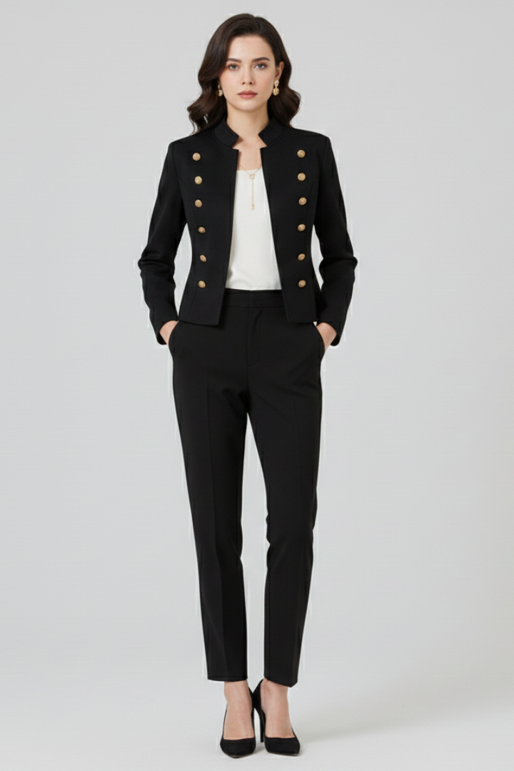 Women’s Blazer with Stand Collar and Button Detailing