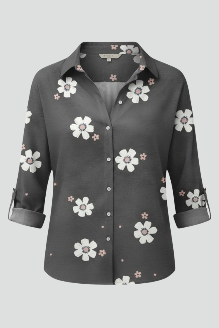 Women’s Blouse with Button Fastening and Floral Print