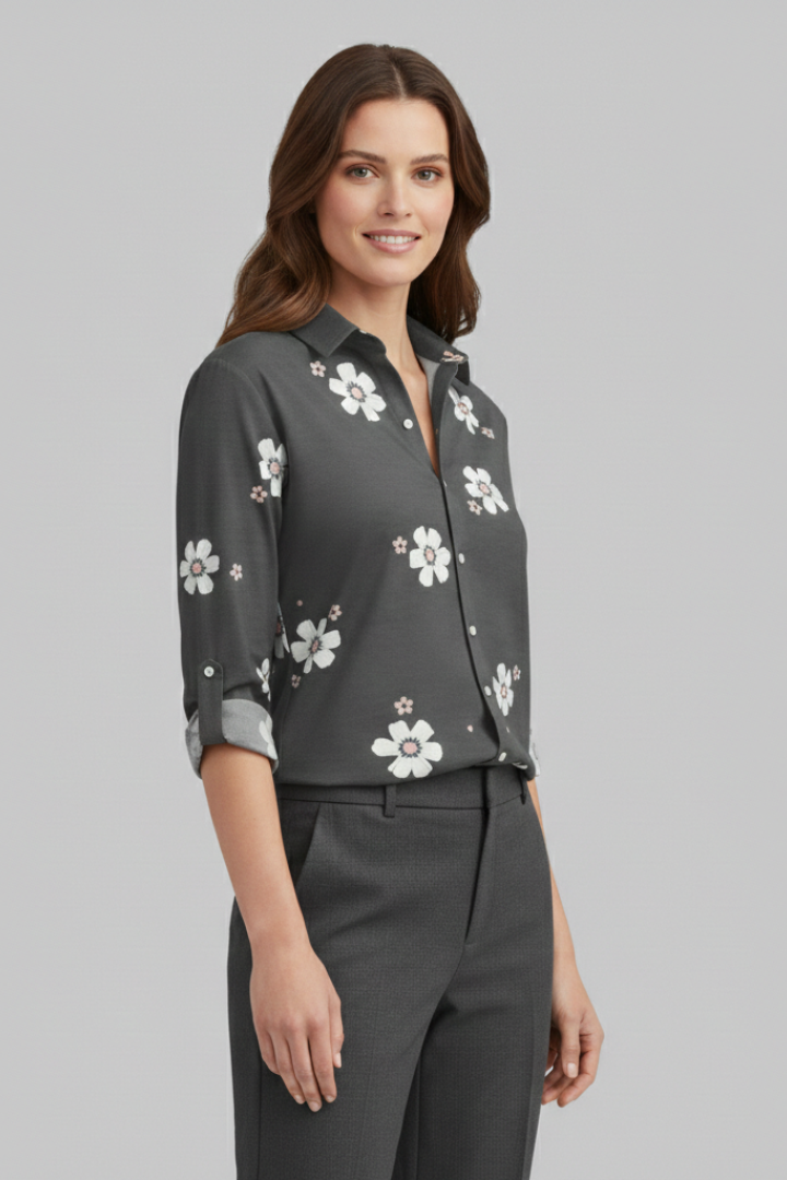 Women’s Blouse with Button Fastening and Floral Print