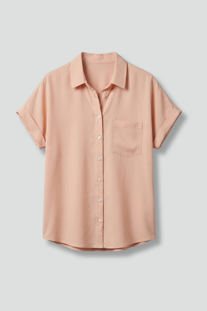 Women’s Blouse with Button Fastening and Short Sleeves