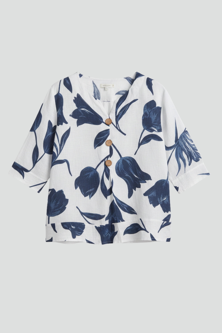 Women’s Blouse with V-Neck and Floral Print