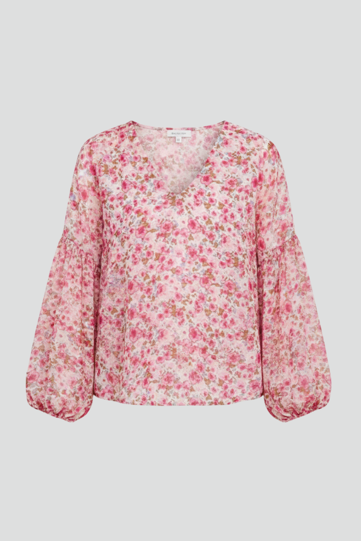Women’s Blouse with V Neckline and Floral Print