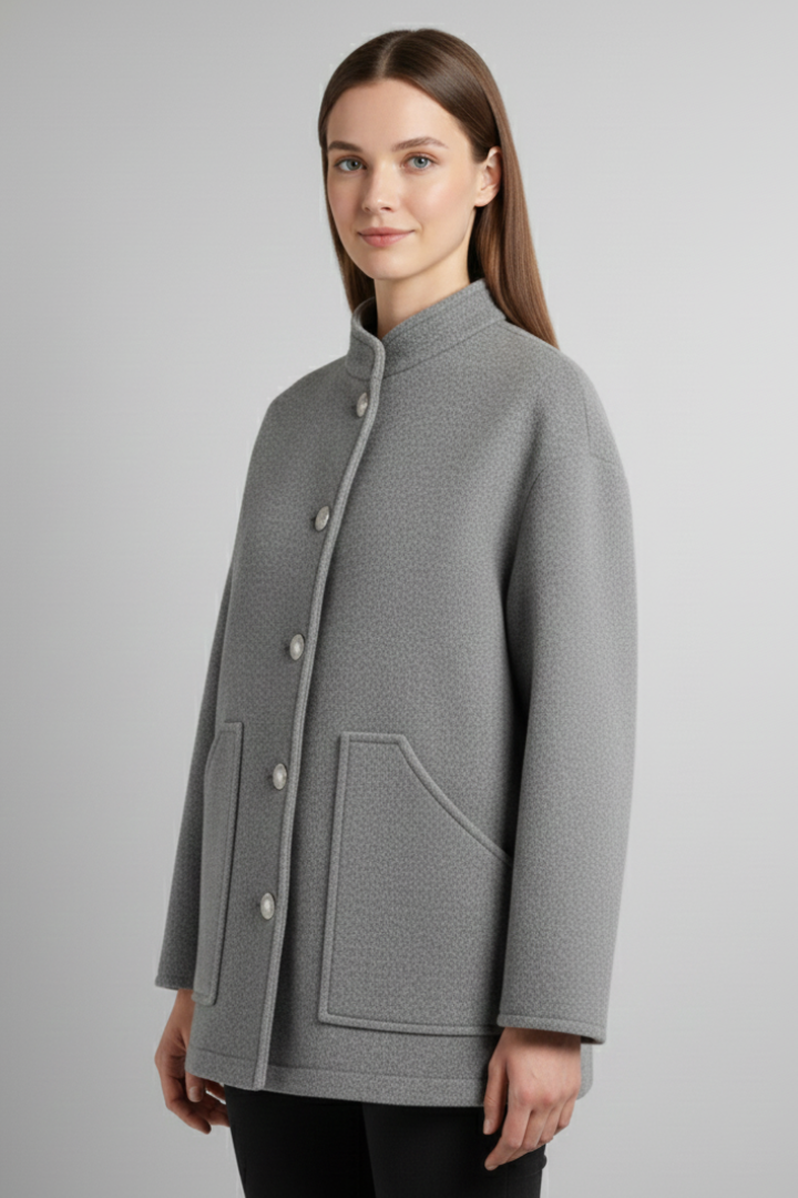 Women’s Bomber Jacket with Snap Closure and Ribbed Finishes