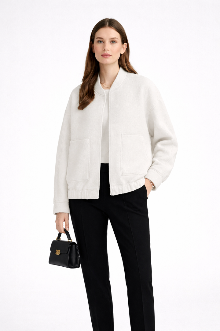 Women’s Bomber Jacket with Structured Outer Surface