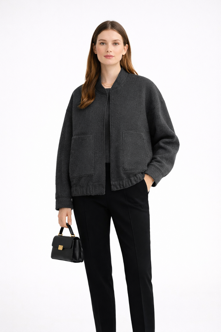Women’s Bomber Jacket with Structured Outer Surface