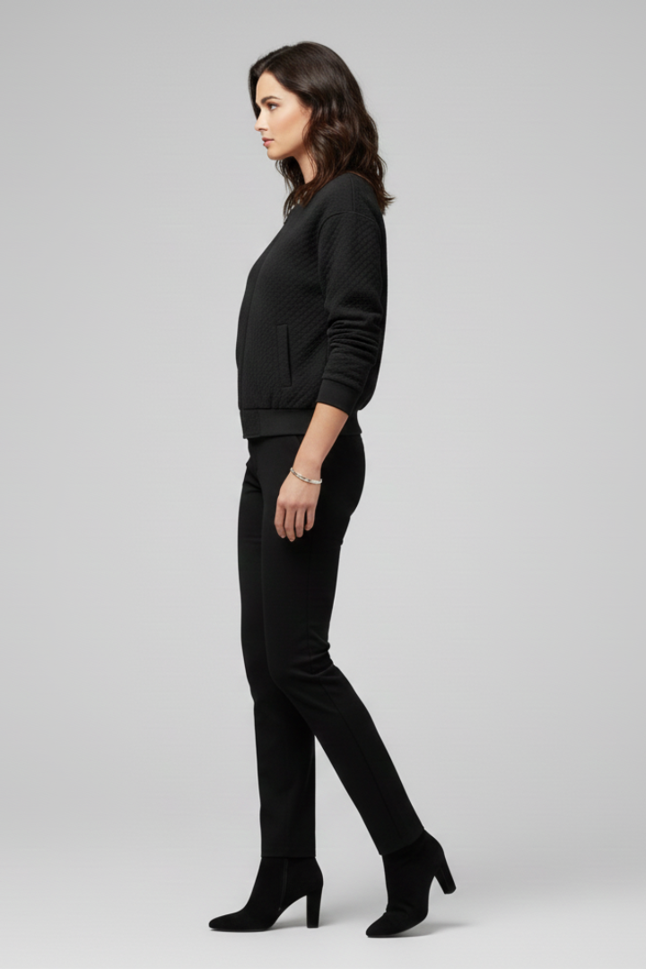 Women’s Bomber Jacket with Zipped Front and Textured Surface