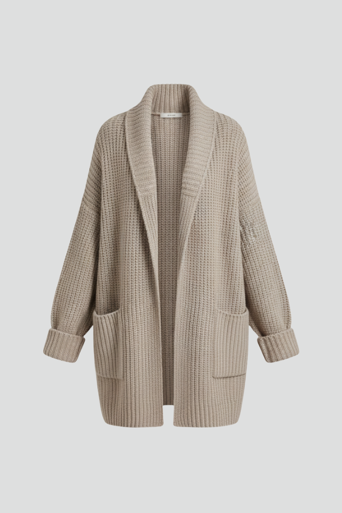 Women’s Cardigan with V Neck and Ribbed Surface