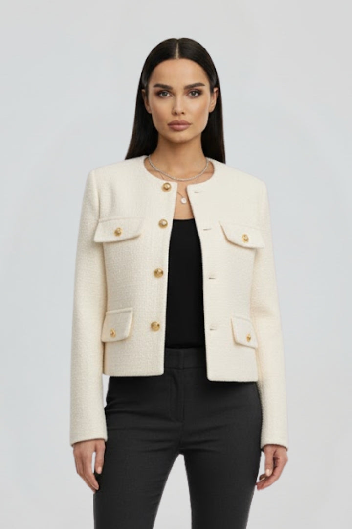 Women’s Cropped Jacket with Button Front