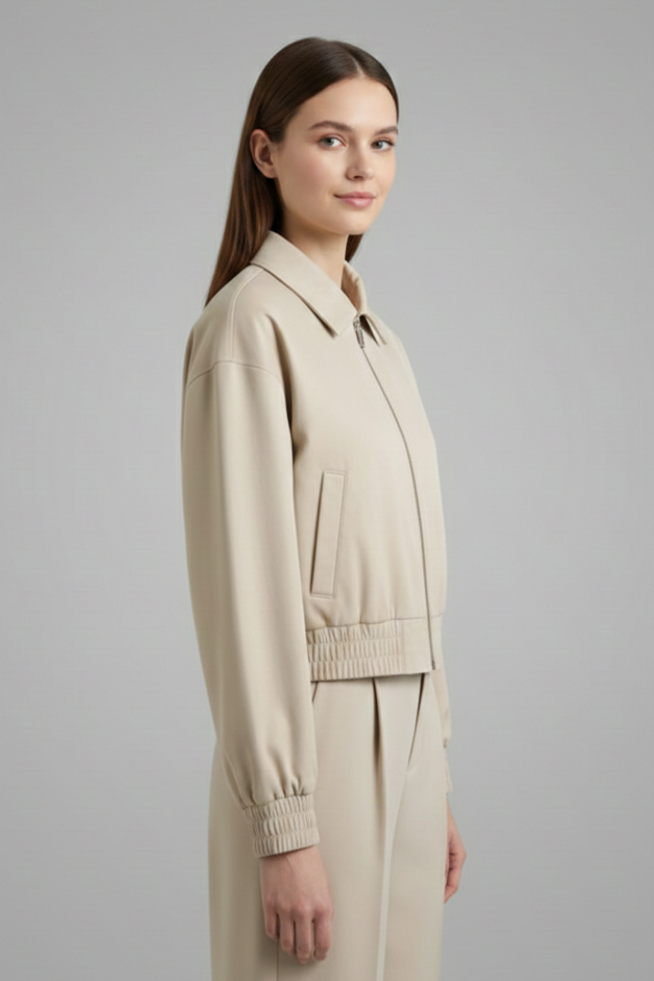 Women’s Cropped Jacket with Zip Closure