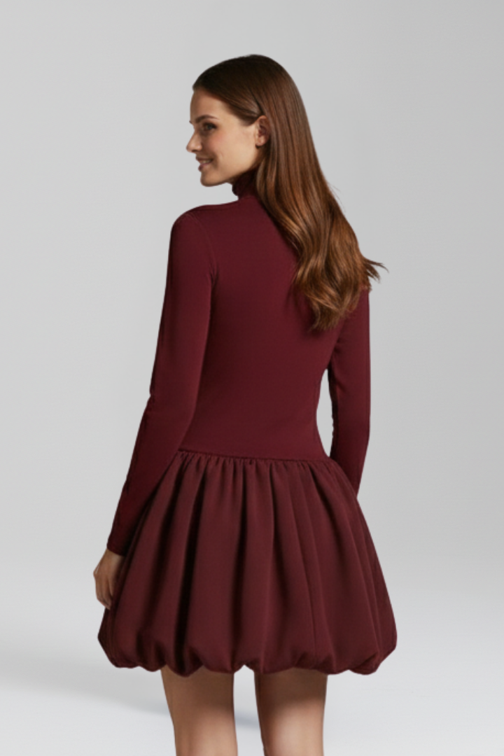 Women’s Dress with High Neckline and Long Sleeves