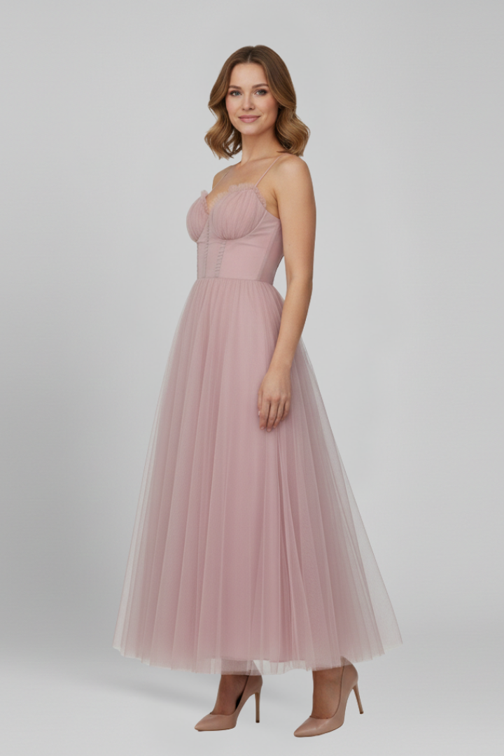 Women’s Dress with Strapless Bodice and Tulle Skirt
