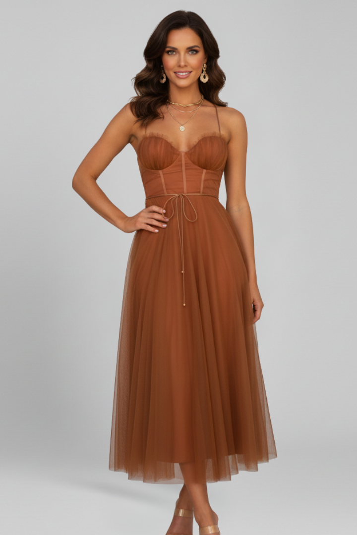 Women’s Dress with Strapless Bodice and Tulle Skirt