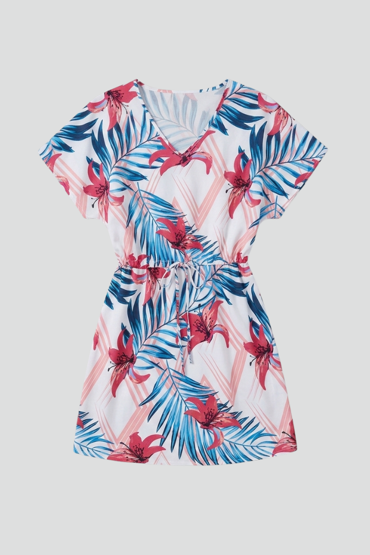 Women’s Dress with V-Neck and Short Sleeves