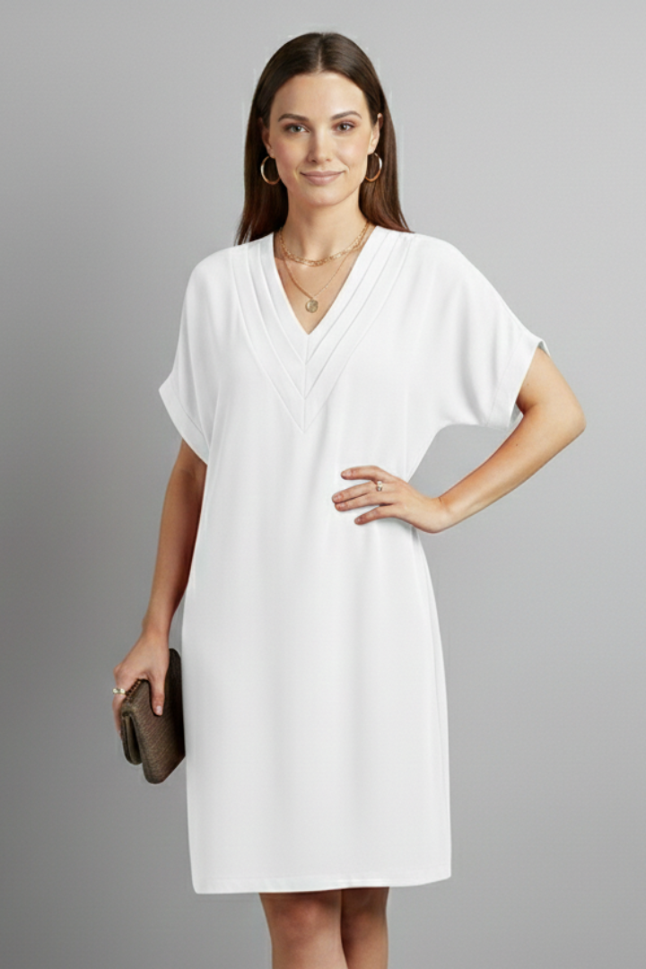 Women’s Dress with V-Neck and Short Sleeves