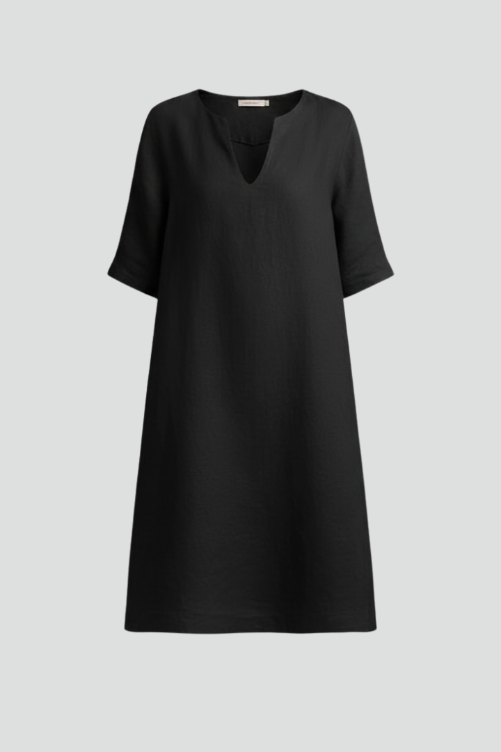 Women’s Dress with V-Neck and Three-Quarter Sleeves