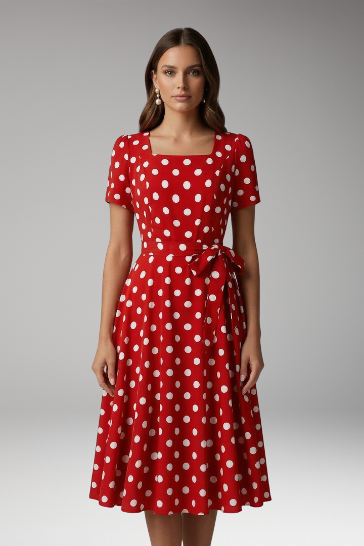 Women’s Dress with V Neckline and Short Sleeves