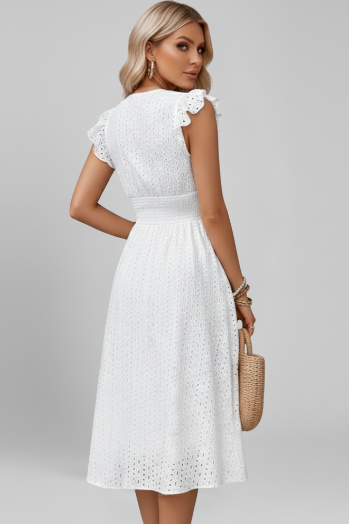Women’s Dress with V Neckline and Short Sleeves