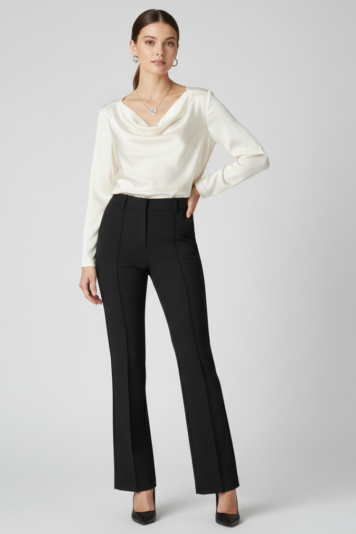 Women’s High-Waisted Trousers with Structured Fit and Versatile Style