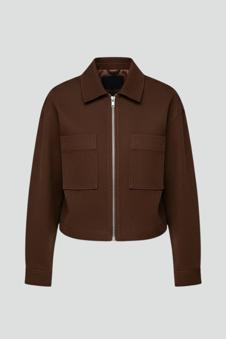 Women’s Jacket with Button Closure and Turned Collar