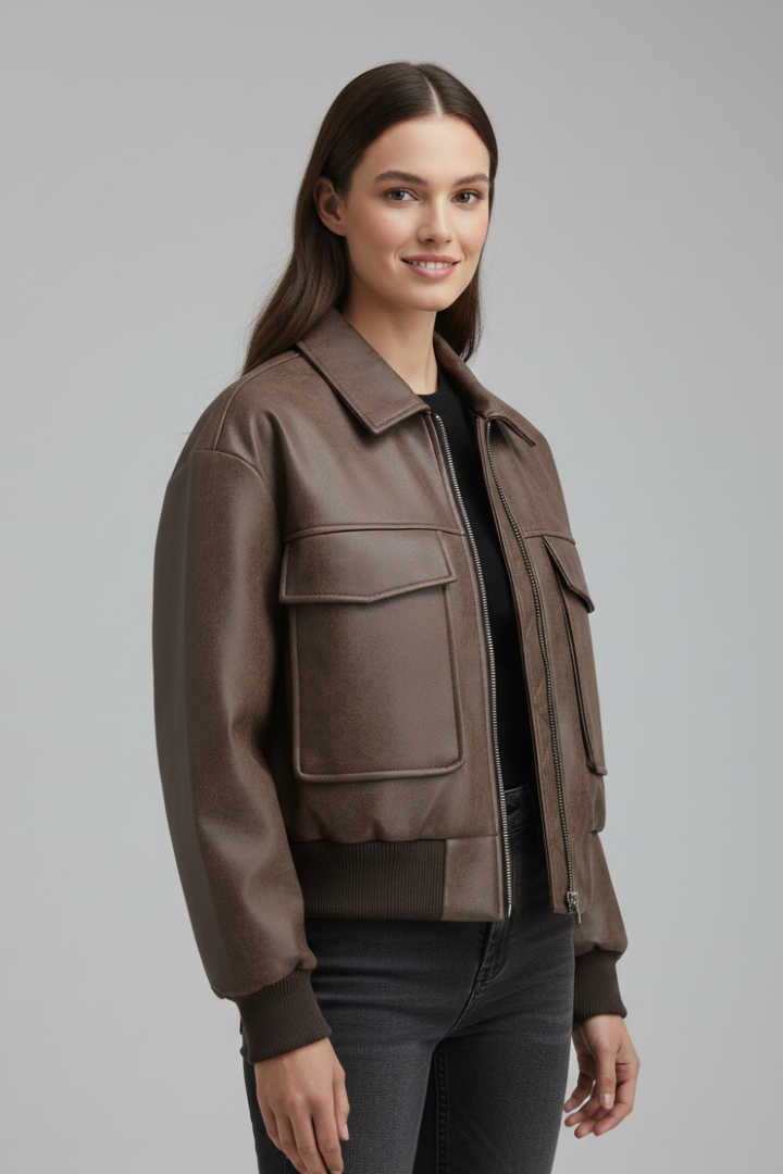 Women’s Jacket with Flap Pockets and Zip Closure