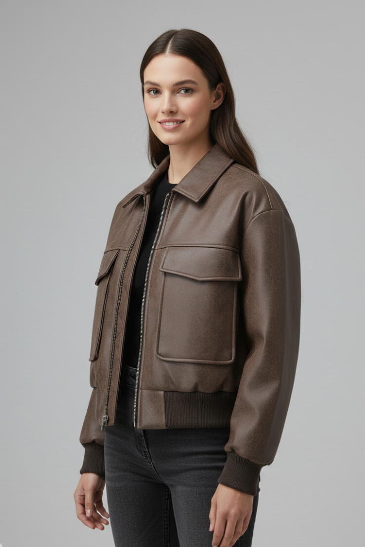 Women’s Jacket with Flap Pockets and Zip Closure