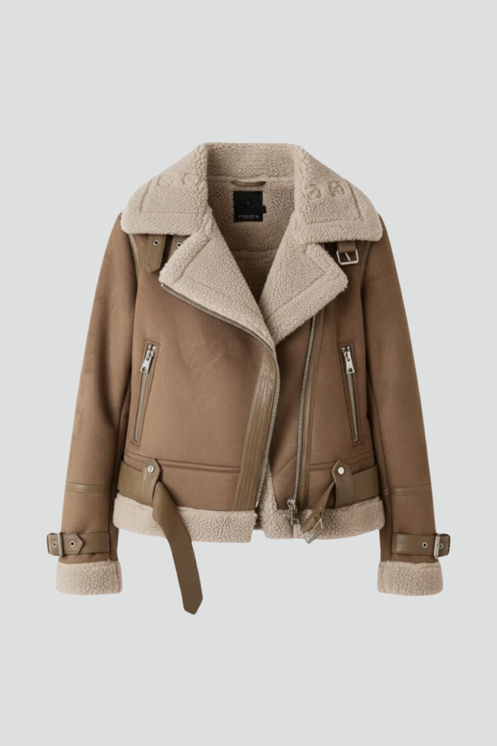 Women’s Jacket with Zip Closure and Textured Outer Surface