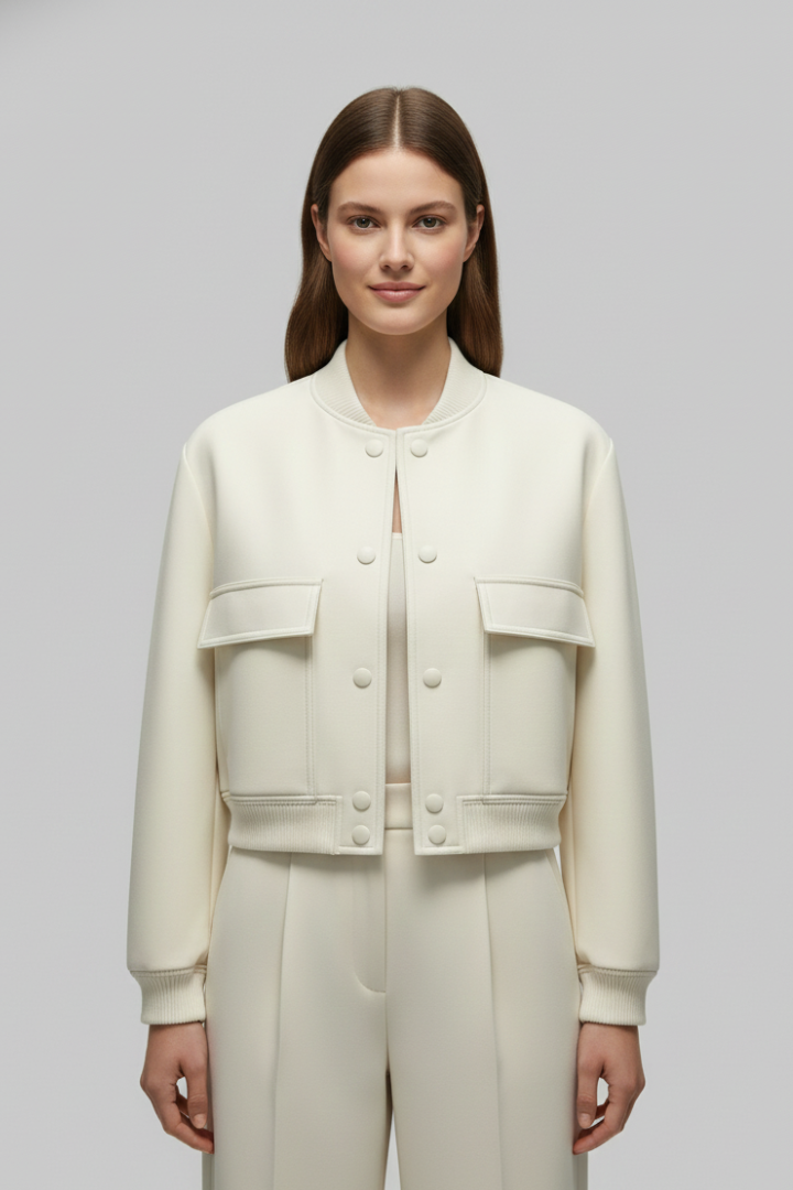 Women’s Jacket with Zip Detail and Sleeveless Design