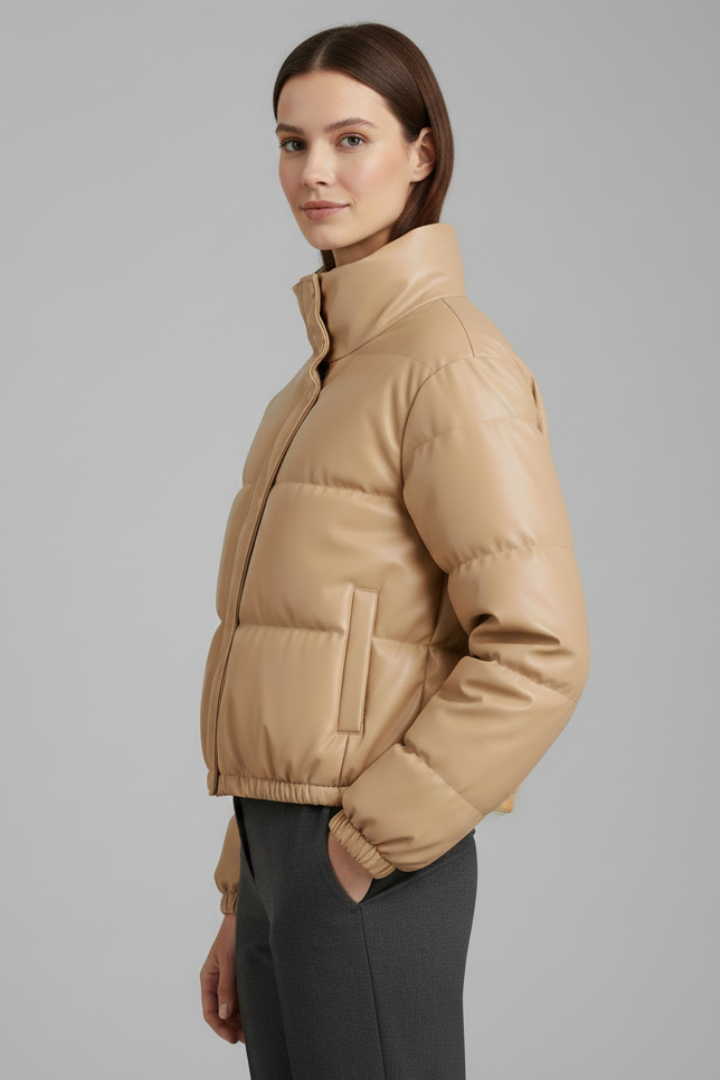 Women’s Jacket with Zip Fastening and Padded Surface