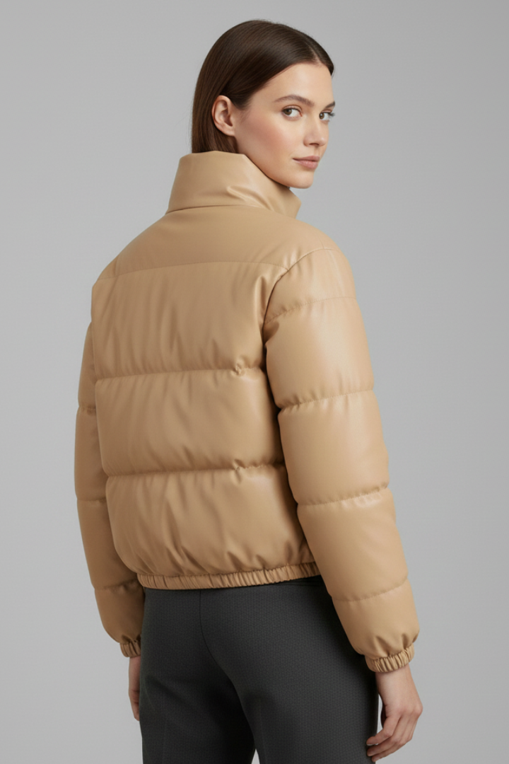 Women’s Jacket with Zip Fastening and Padded Surface