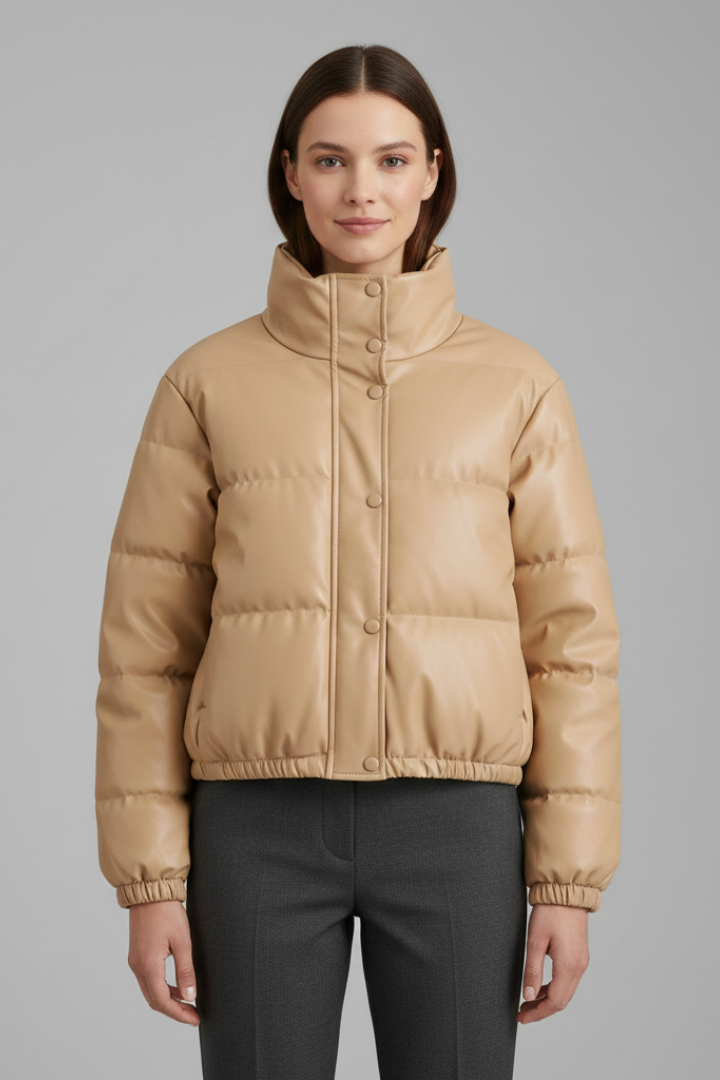 Women’s Jacket with Zip Fastening and Padded Surface