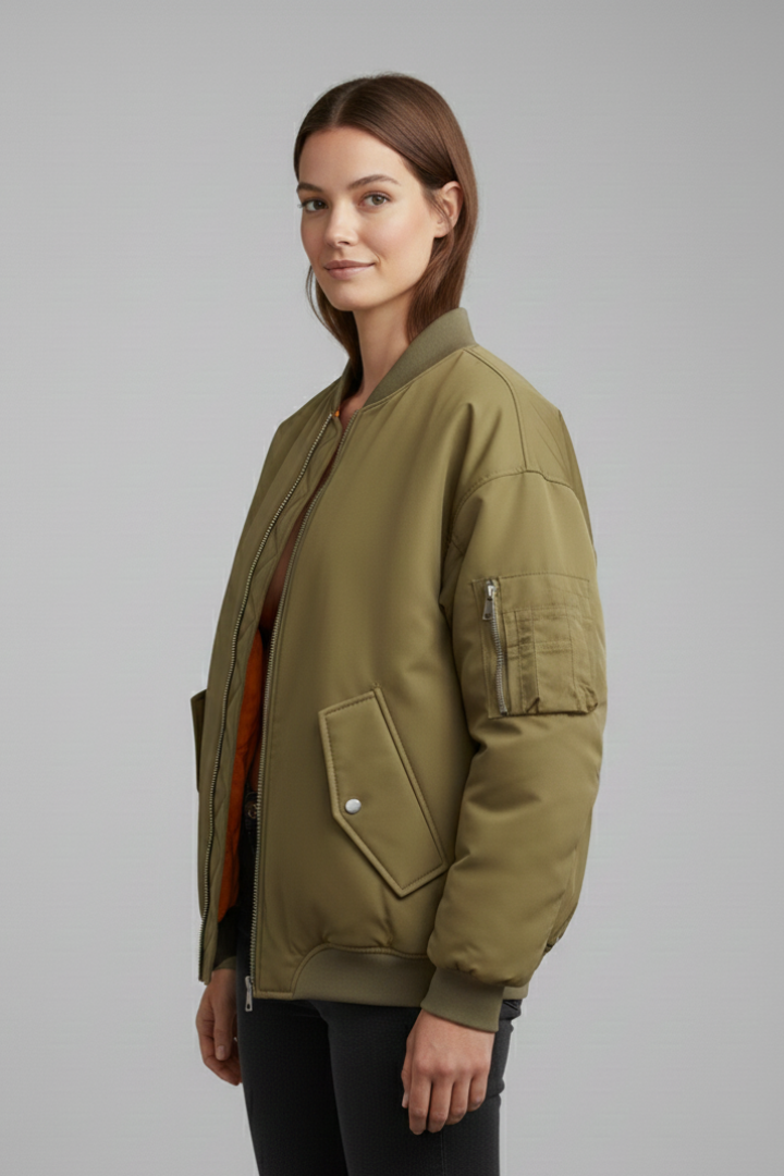 Women’s Jacket with Zipper and Patch Pockets
