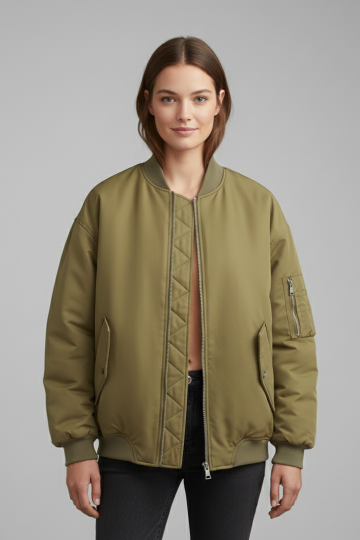 Women’s Jacket with Zipper and Patch Pockets