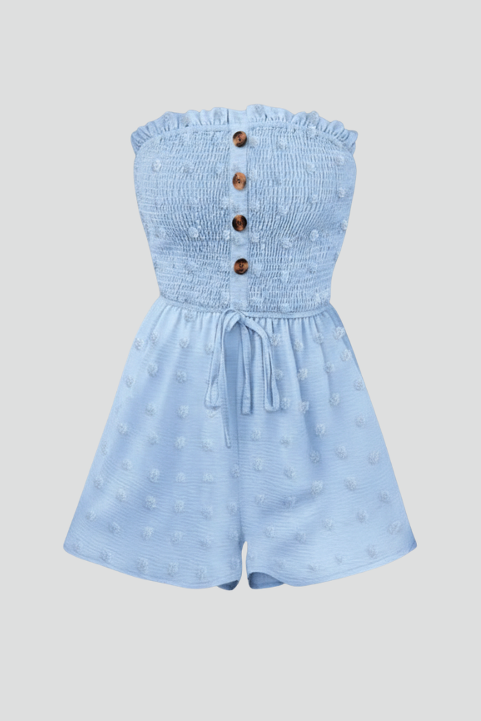 Women’s Jumpsuit with Bandeau Neckline and Button Front