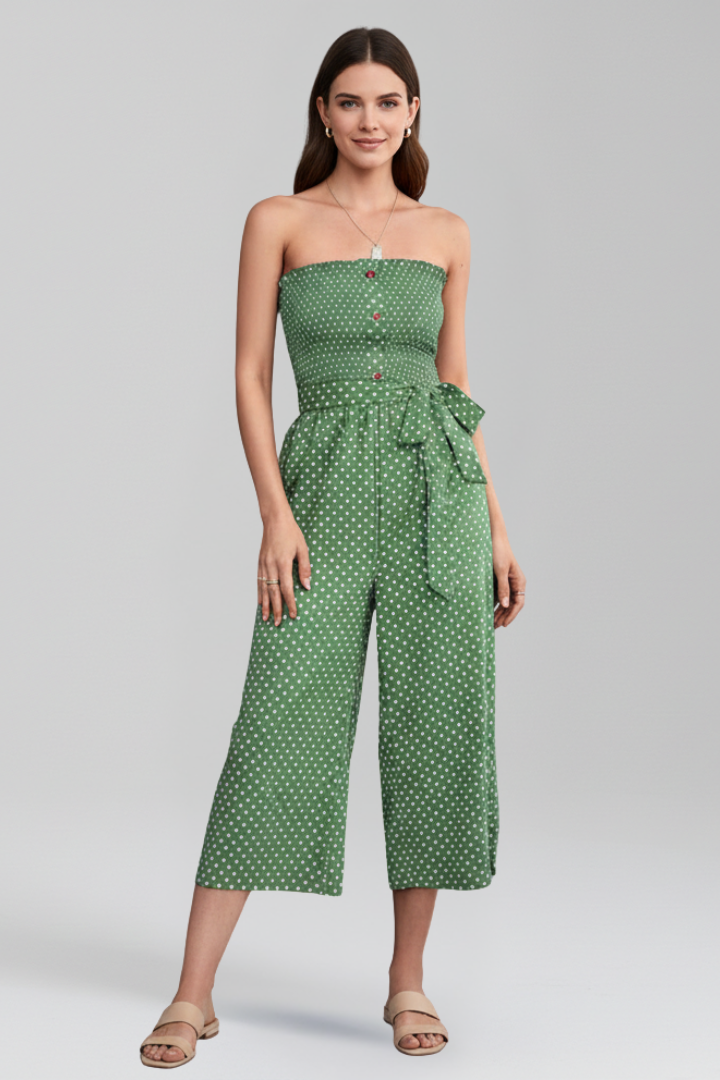 Women’s Jumpsuit with Bandeau Neckline and Button Front