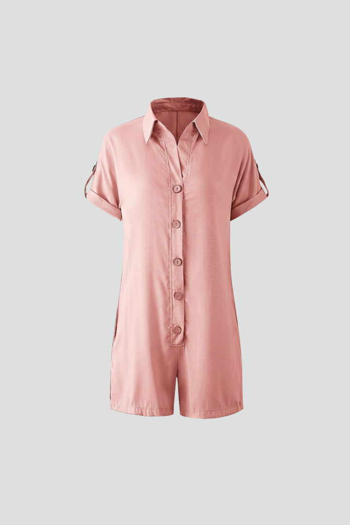 Women’s Jumpsuit with Collar and Button Placket