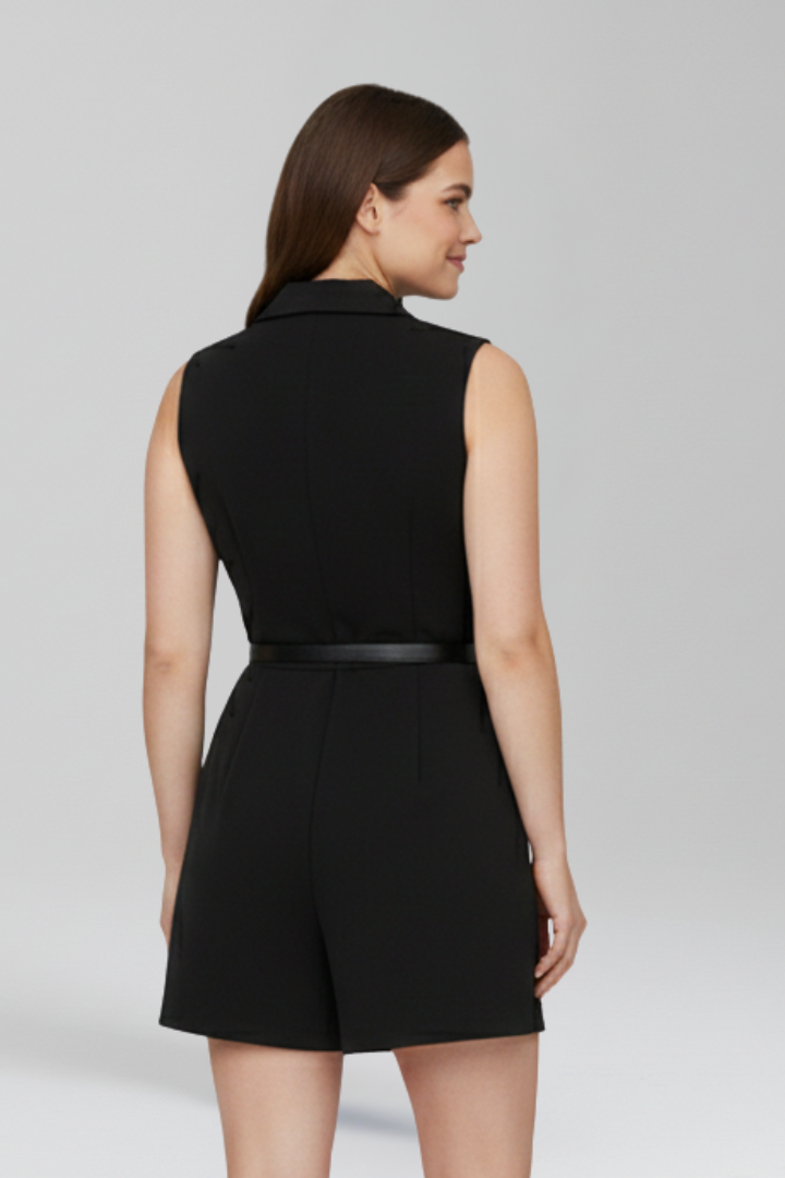 Women’s Jumpsuit with V-Neck and Waist Belt