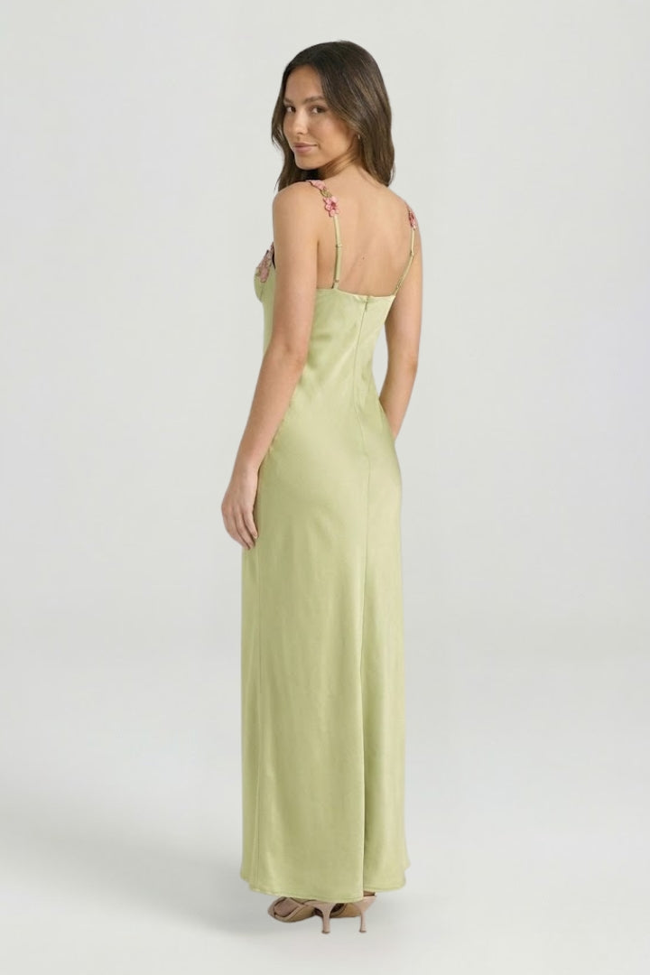 Women’s Maxi Dress with Floral Embroidery and Shaped Silhouette