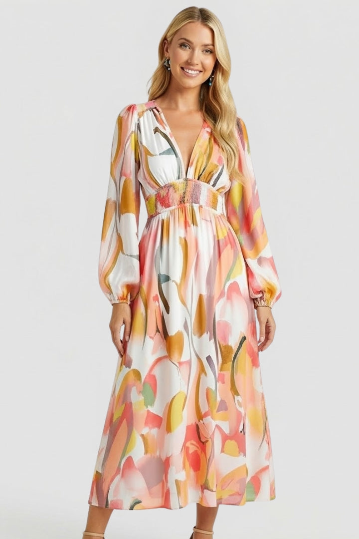 Women’s Maxi Dress with V Neck and Floral Print