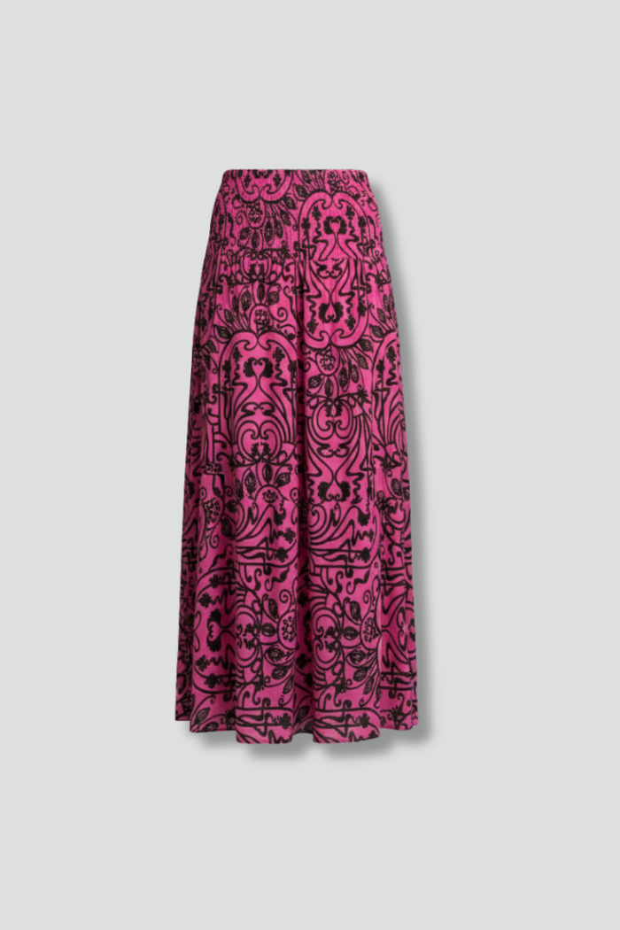Women’s Maxi Skirt with Elastic Waist and Printed Surface