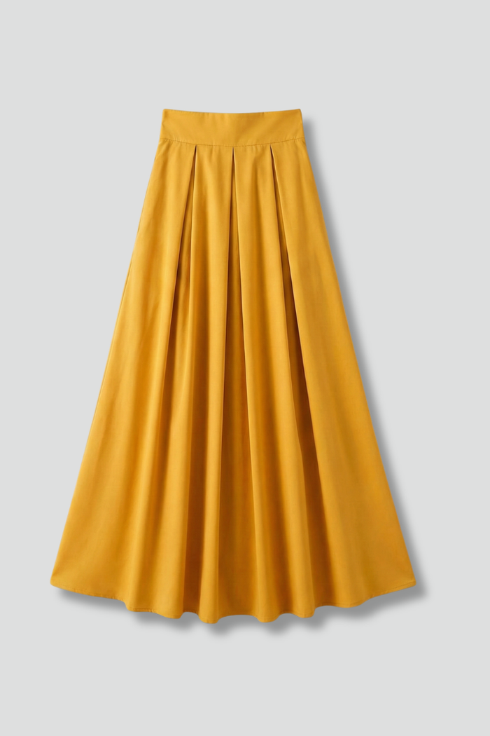 Women’s Maxi Skirt with High Waist and Pleated Front