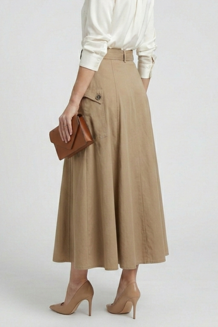Women’s Maxi Skirt with Side Pockets and High Slit