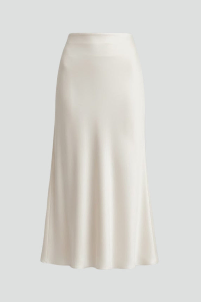 Women’s Midi Skirt with High Waist and Draped Cut