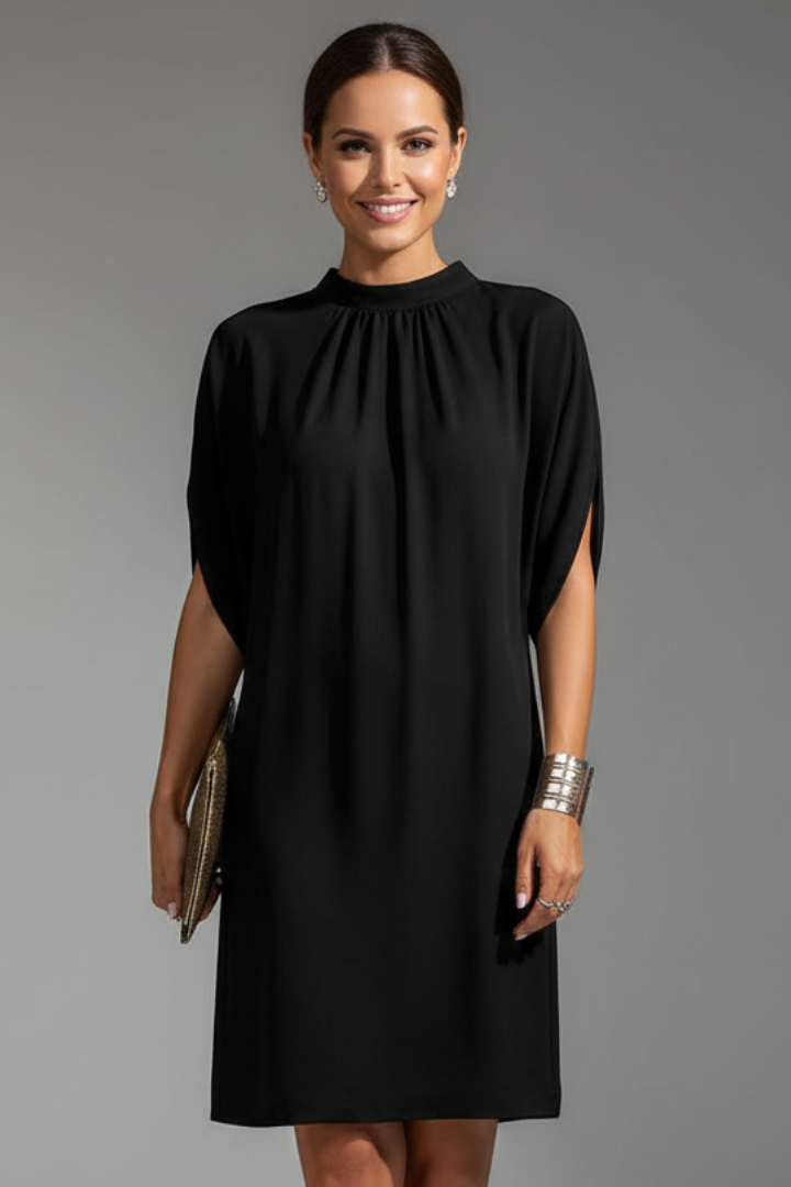 Women’s Mini Dress with Mock Neck and Slit Sleeves